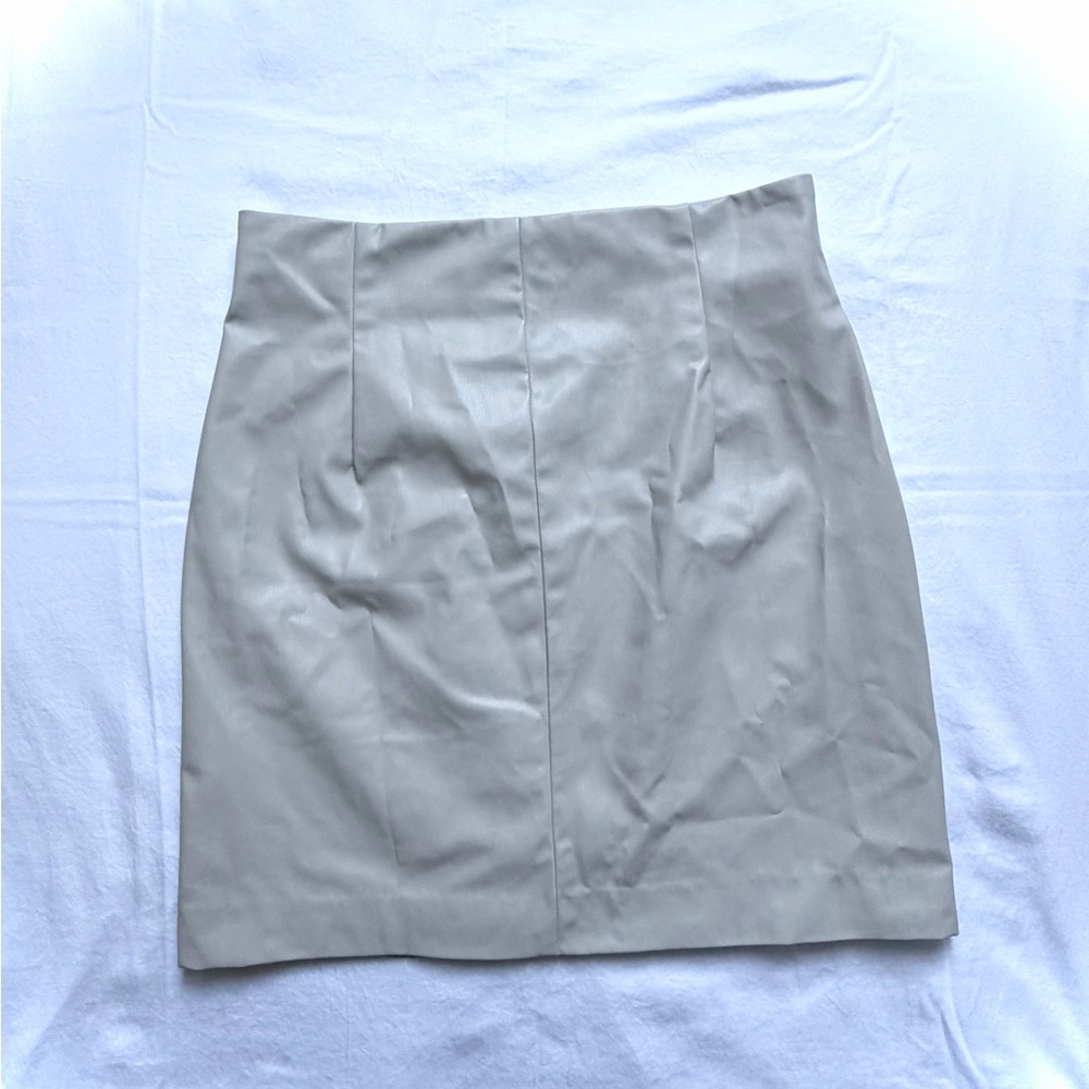 H&M Light Gray Faux Leather Mini Skirt